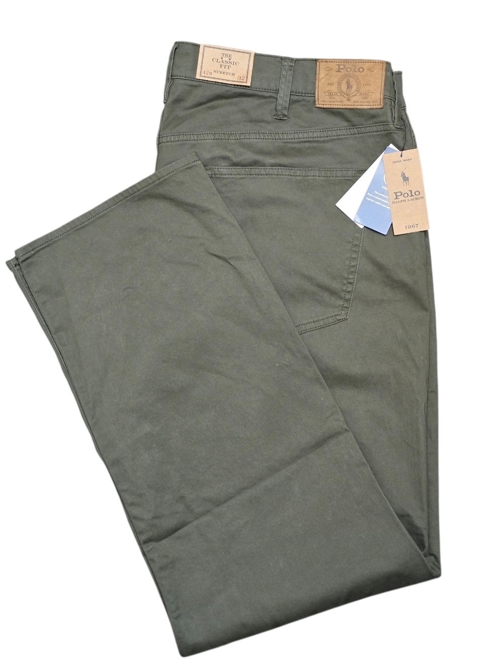 Nwt! Polo Ralph Lauren Men's Green Classic Fit Stretch Chino Pants Sz 42Bx32